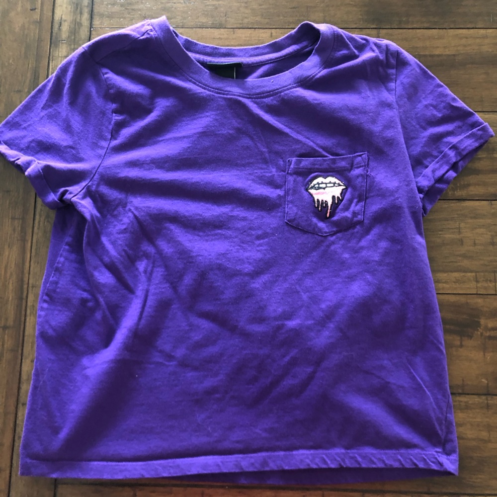 Purple Lip Crop Tee